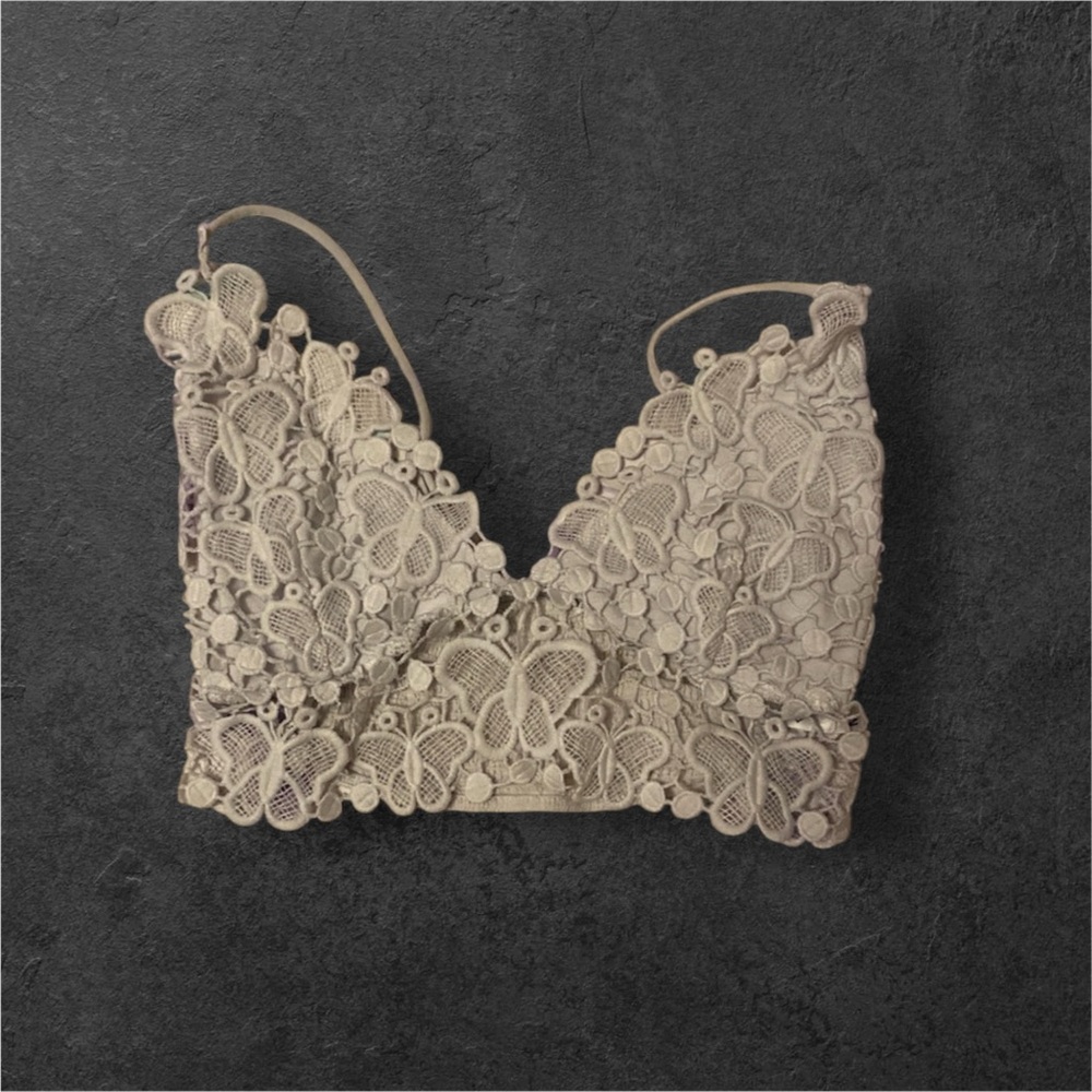 CCO Elegant Lace Bralette in Gray/white